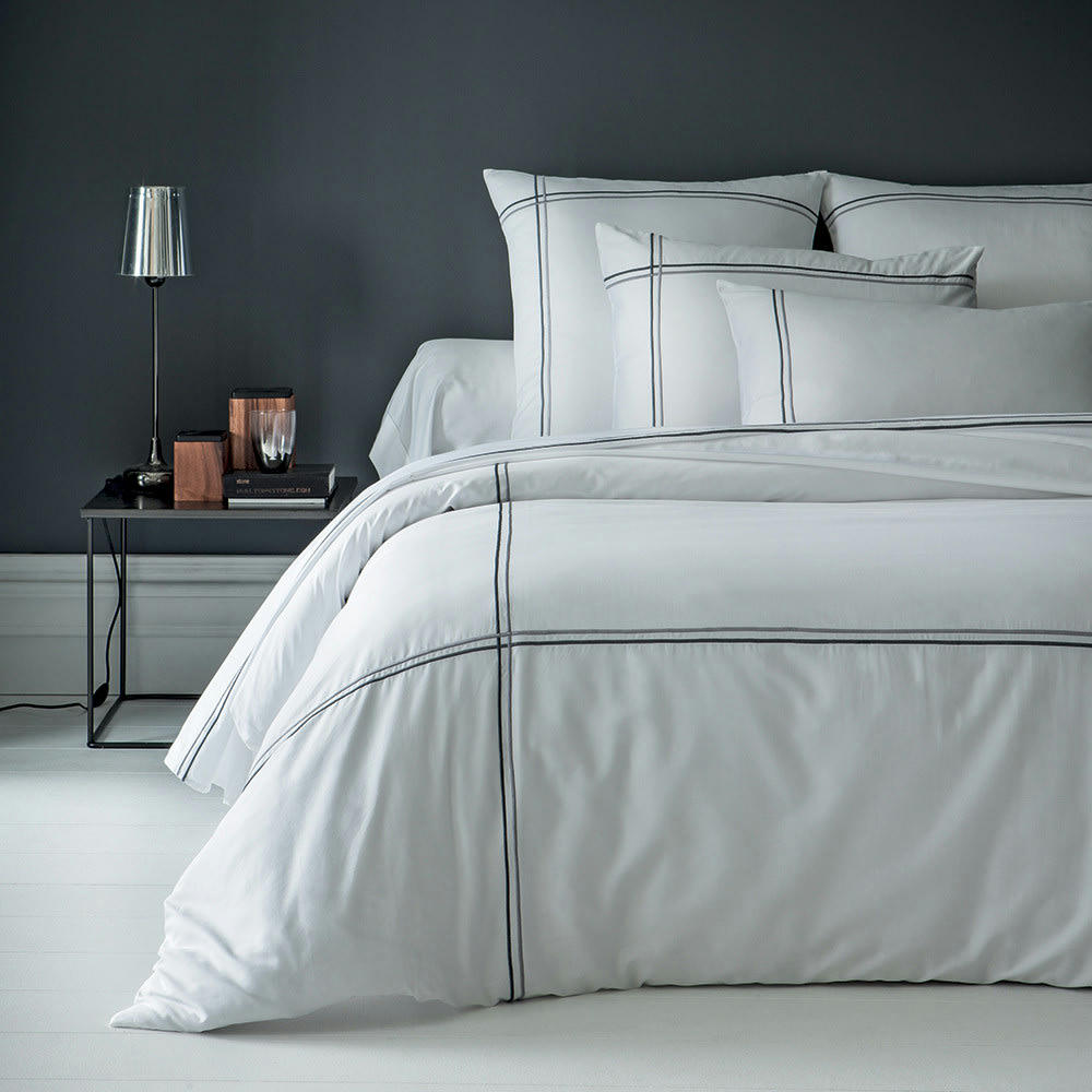PALAIS CHIC GRIS - Housse de couette  satin de coton 120 fils/cm² blanc 260x240