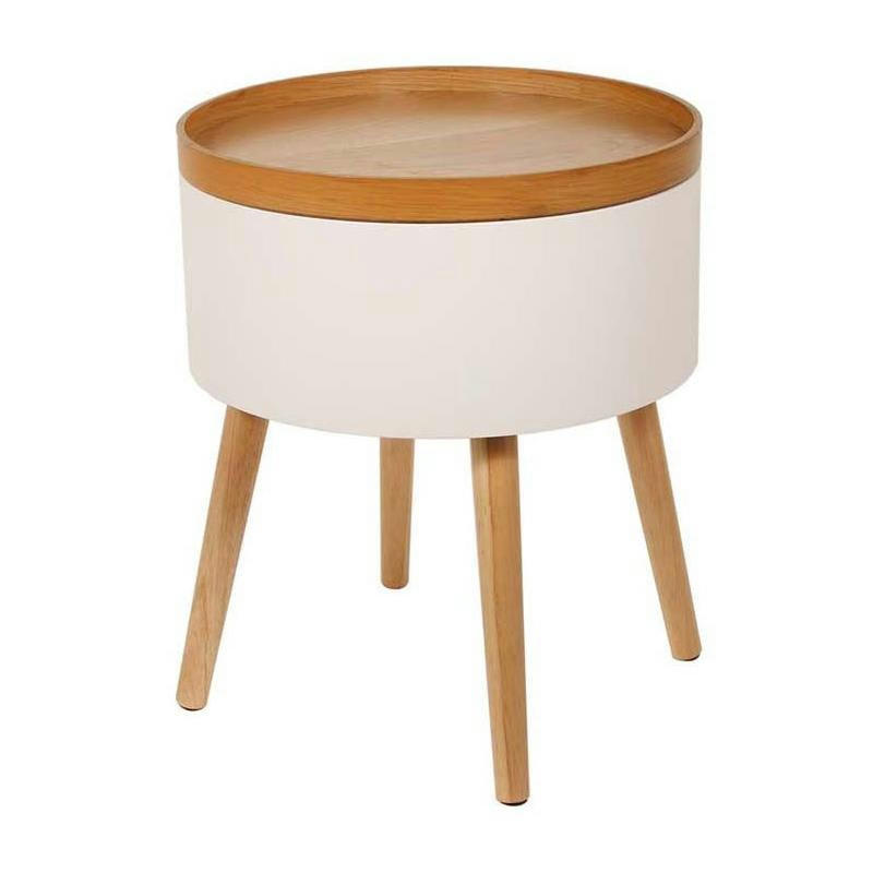 - Table coffre plateau bois igor blanc