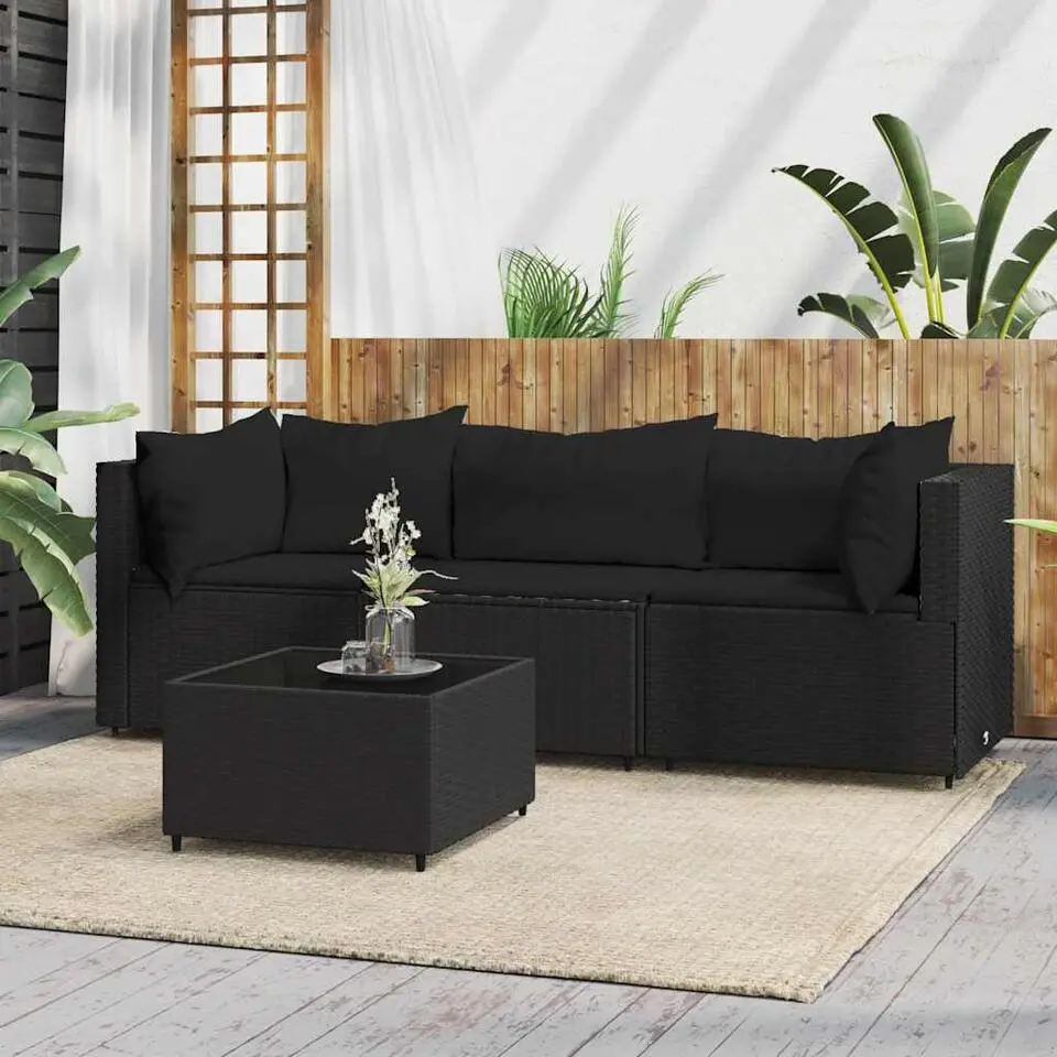vidaXL - Loungeset - Zwart - Poly rattan