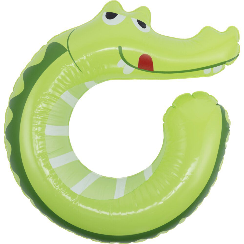 Bouée ronde en plastique ouverte design crocodile vert Ø65cm