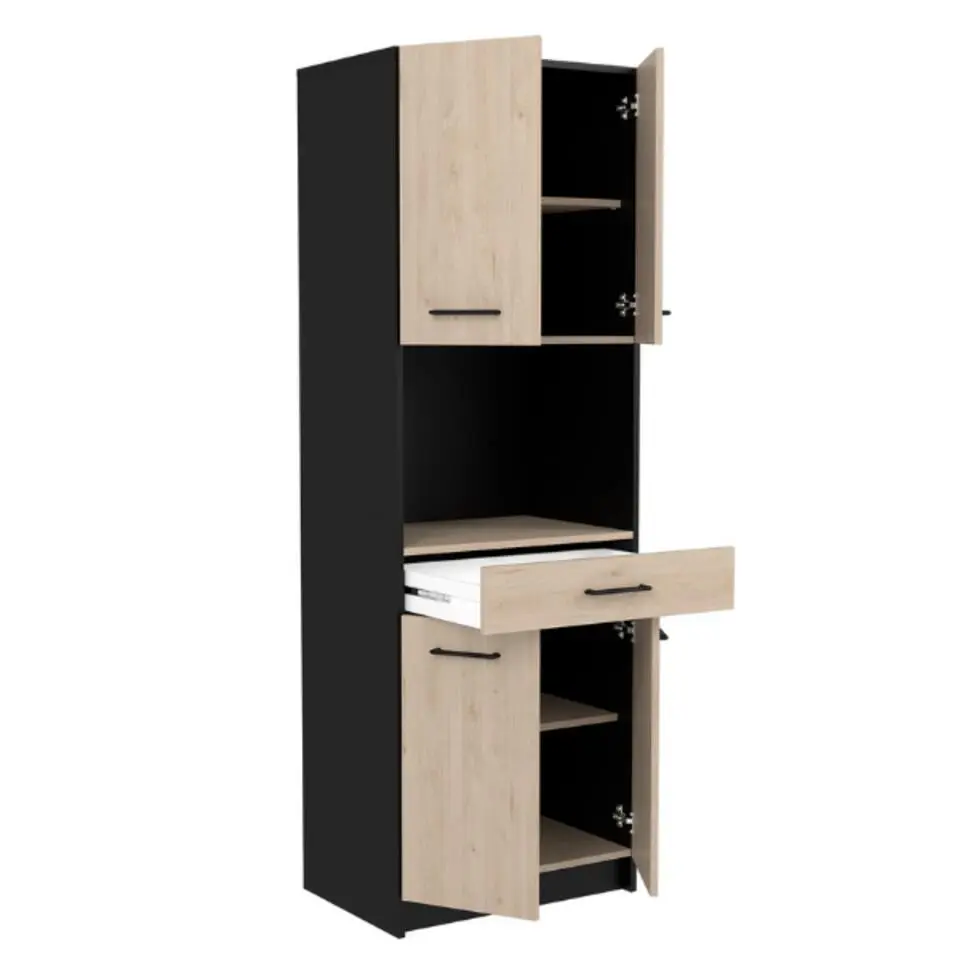 Kast Item 60x43x177cm 4 deuren & 1 lade - eik/zwart