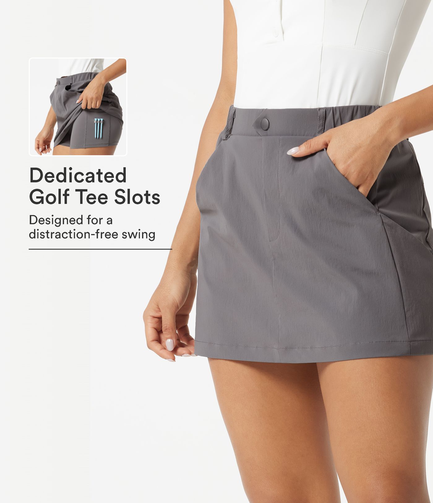 Jupe-short de golf mini taille mi-haute avec poches et porte-tees