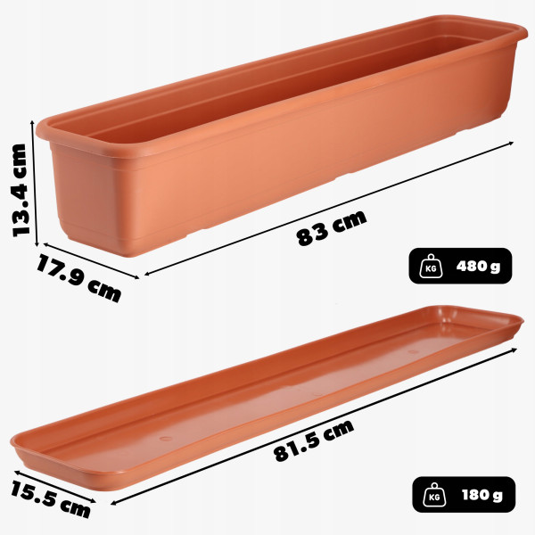 Kadax Skrzynka Balkonowa Doniczka 80cm   Podstawka