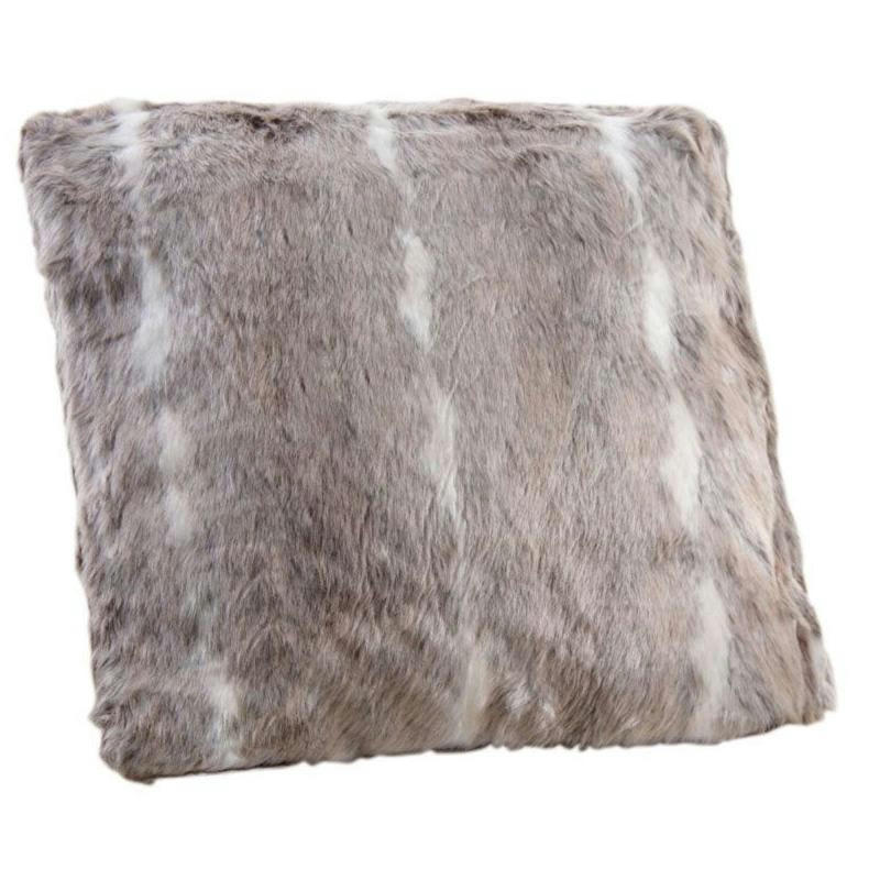 - Coussin imitation fourrure 45 cm beige
