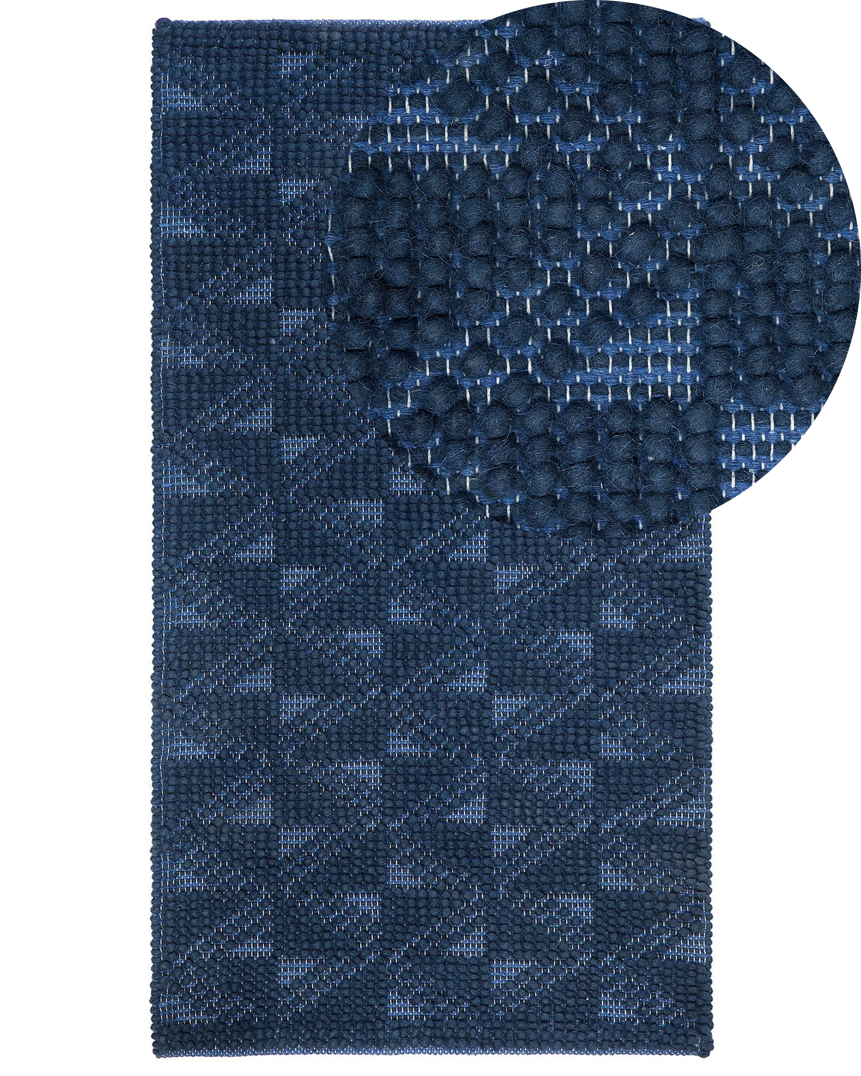 Rug SAVRAN Navy Blue 140 x 200 cm Wool