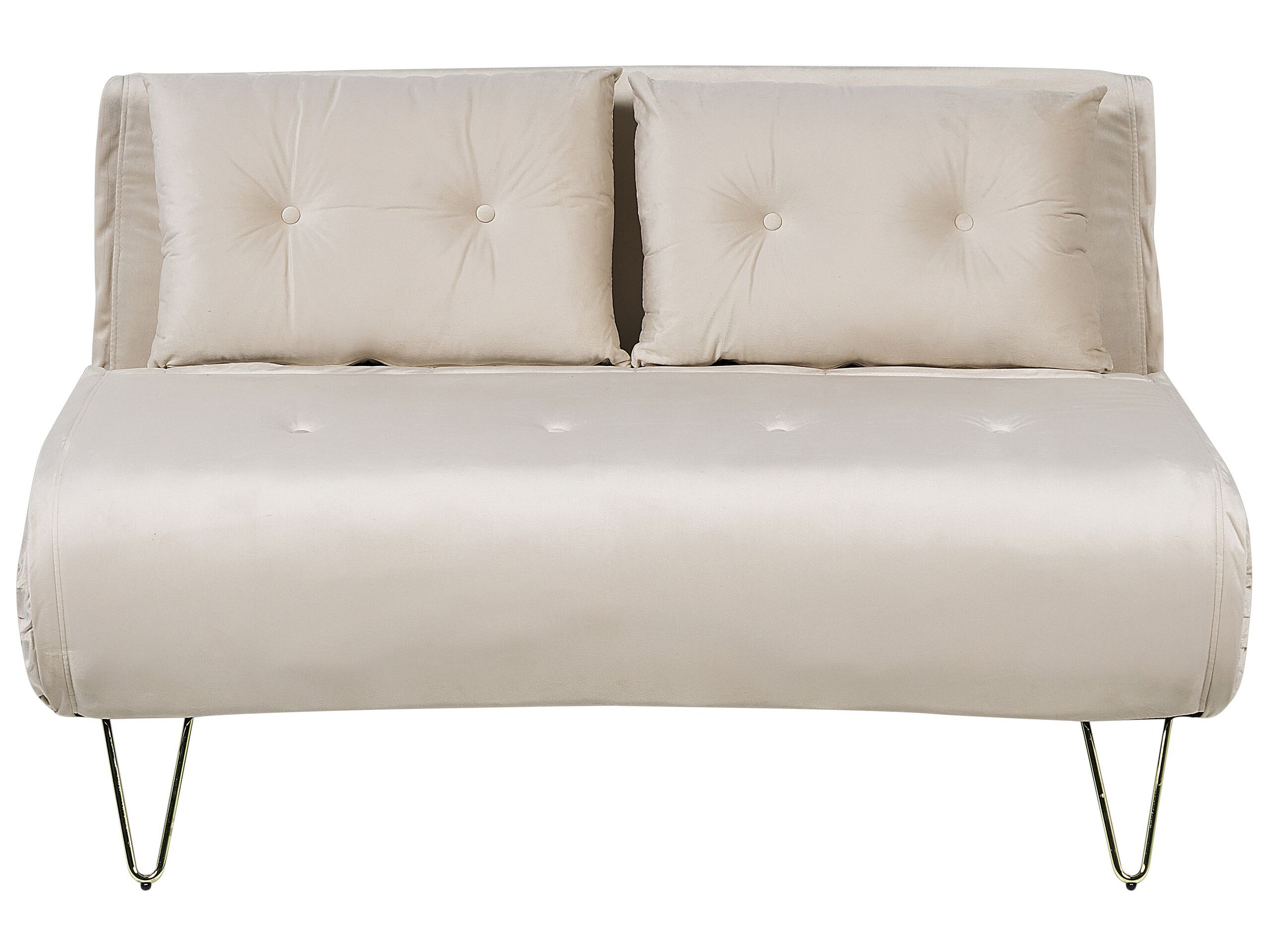 Sofa kanapa dwuosobowa welur beżowa