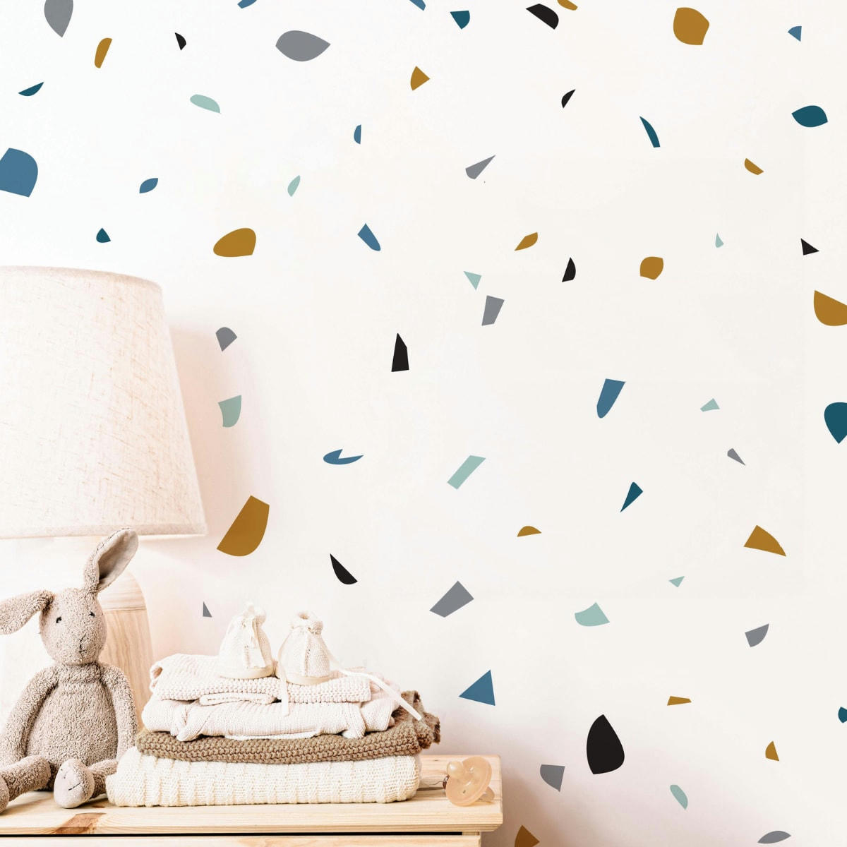 TERRAZZO - Stickers muraux en vinyle terrazzo bleu et moutarde