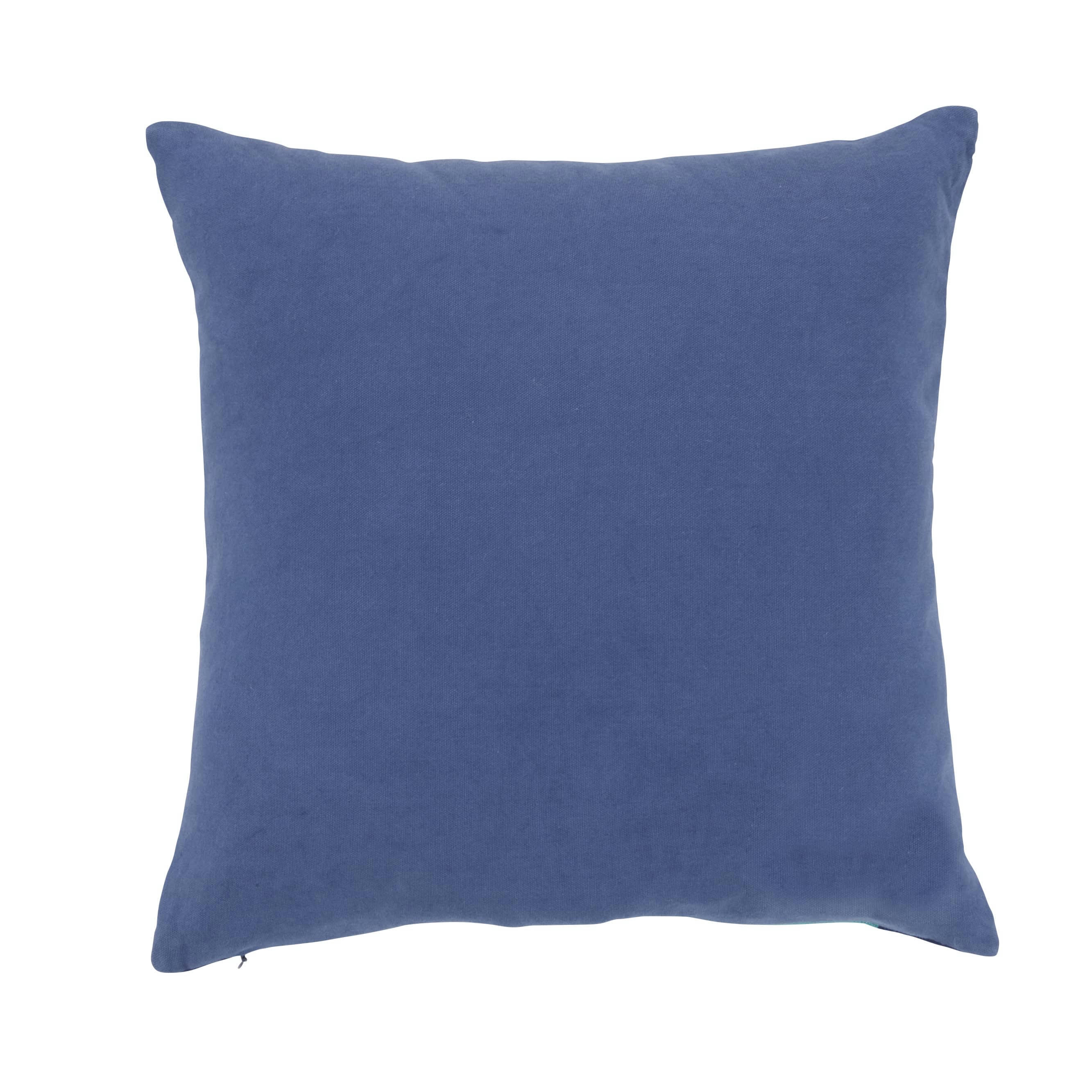 LANDON - Coussin en coton recyclé brodé motif graphique multicolore 45x45