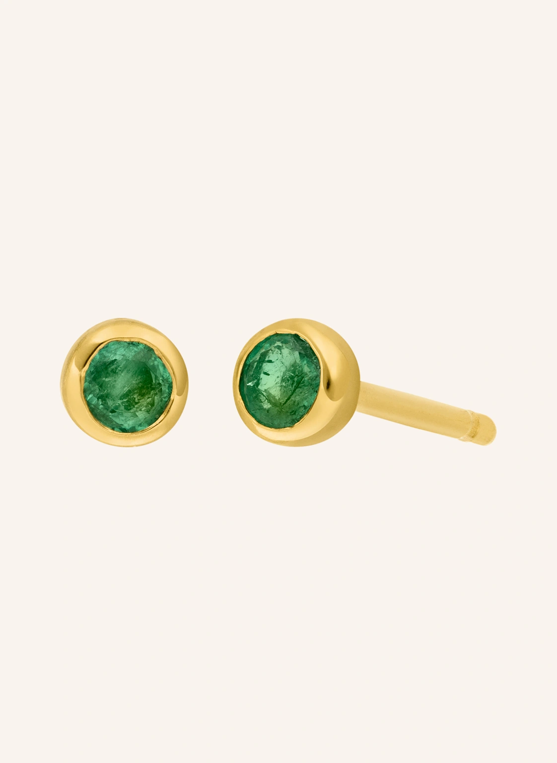 Leaf Ohrstecker SMARAGD aus 14 Karat Gelbgold
