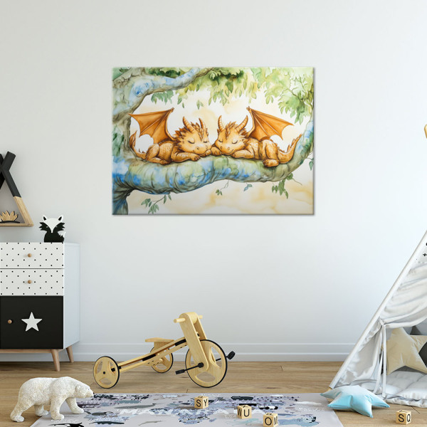 Feeby Obraz do pokoju dziecka, Małe smoki Zwierzęta 60x40