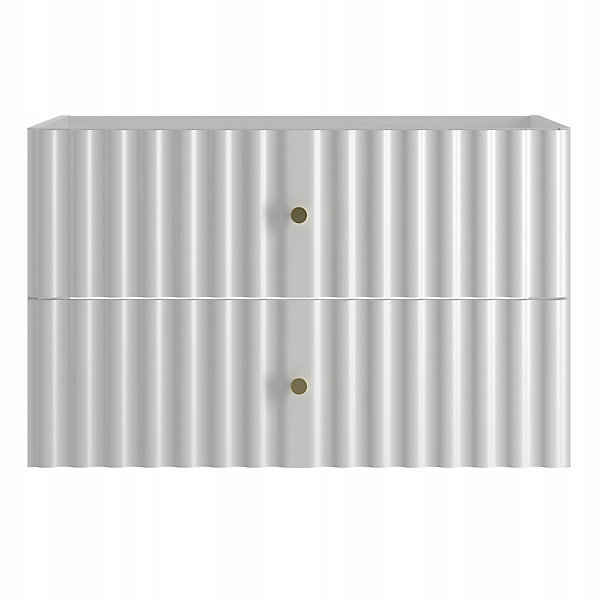 Meuble de salle de bain sous vasque suspendu AQUA blanc 80 cm façades rainurées