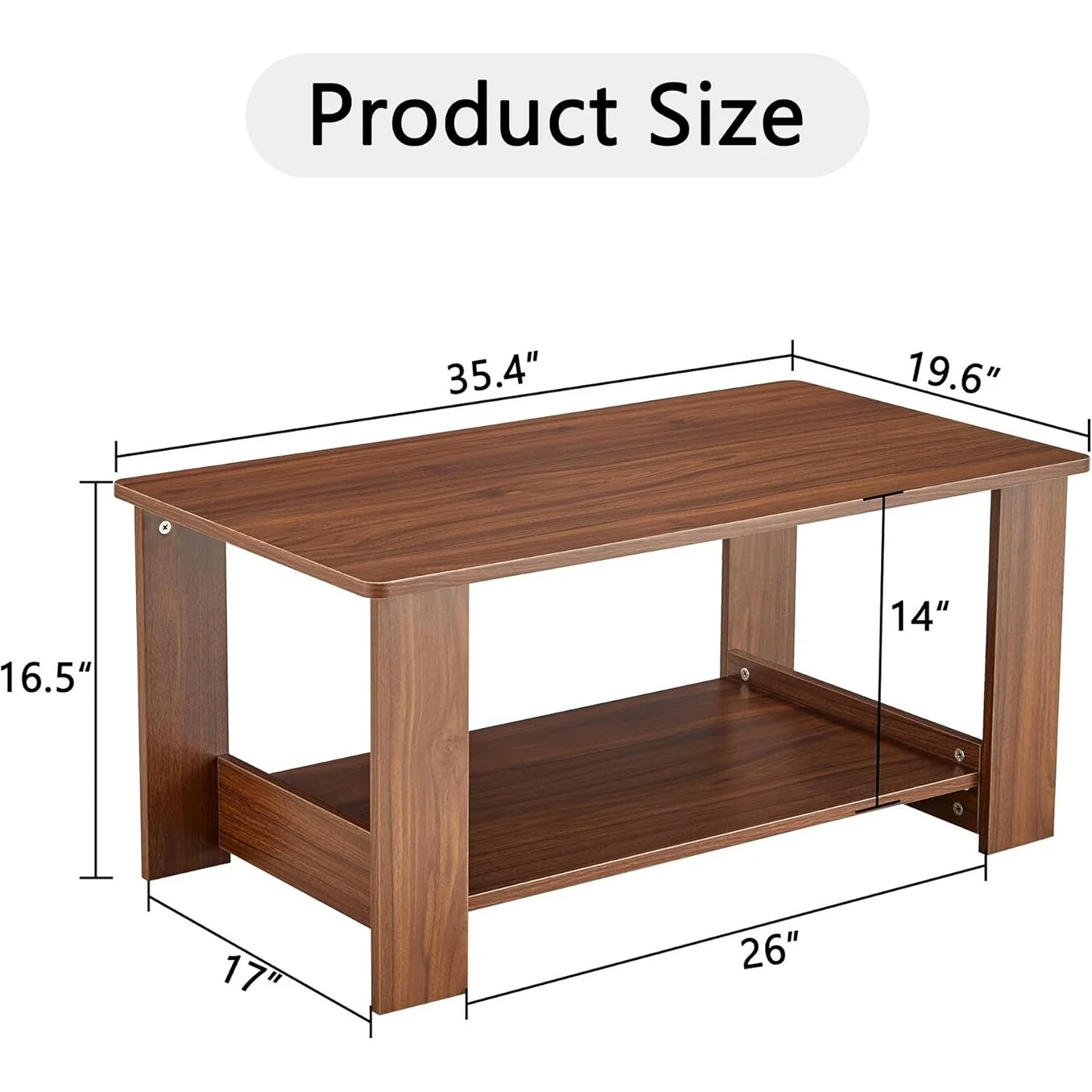 Modern Rectangular Wood Coffee Table, Center Table Tea Table for Living Room Bedroom