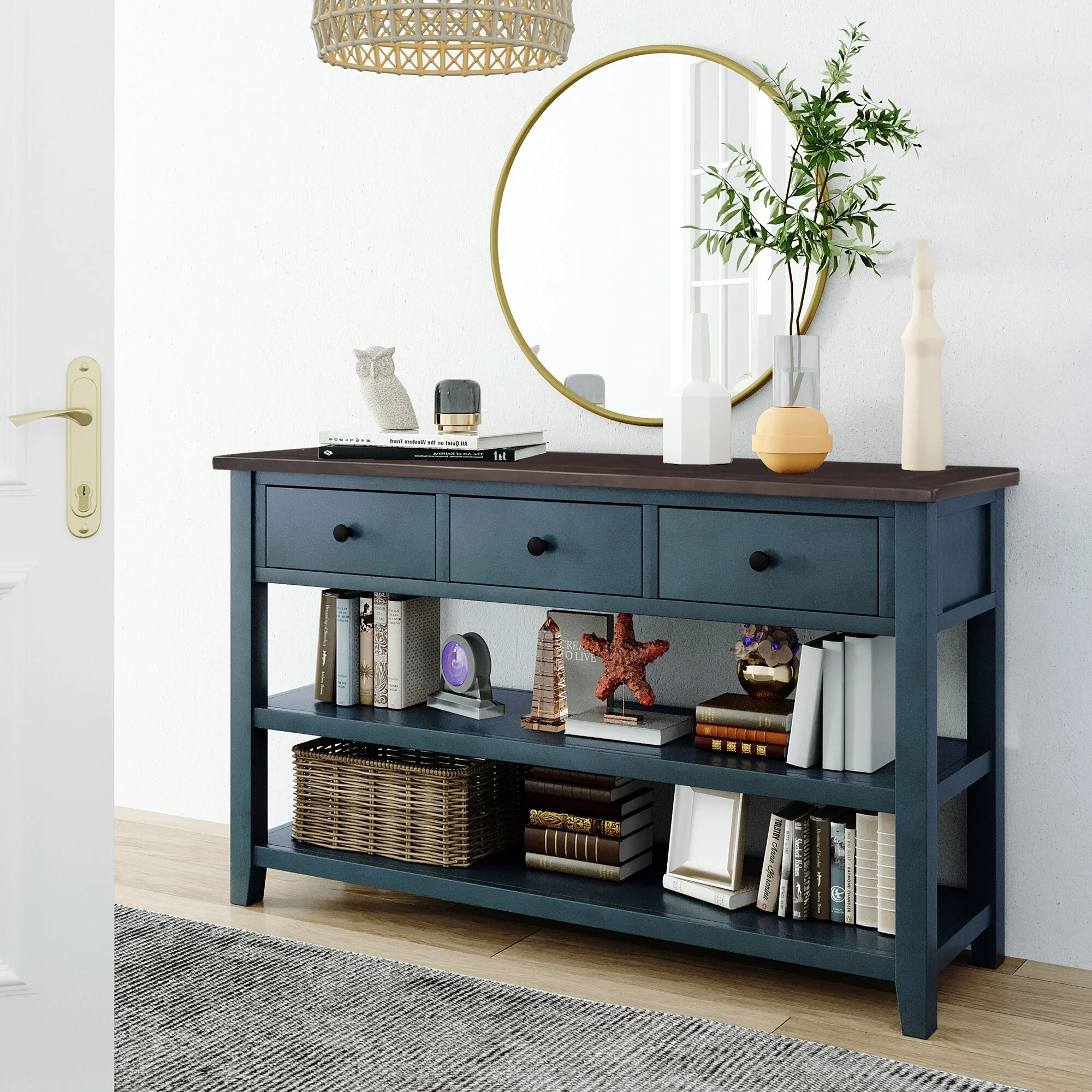 Console Table with 2-open Shelves - 16.00 x 50.00 x 30.00
