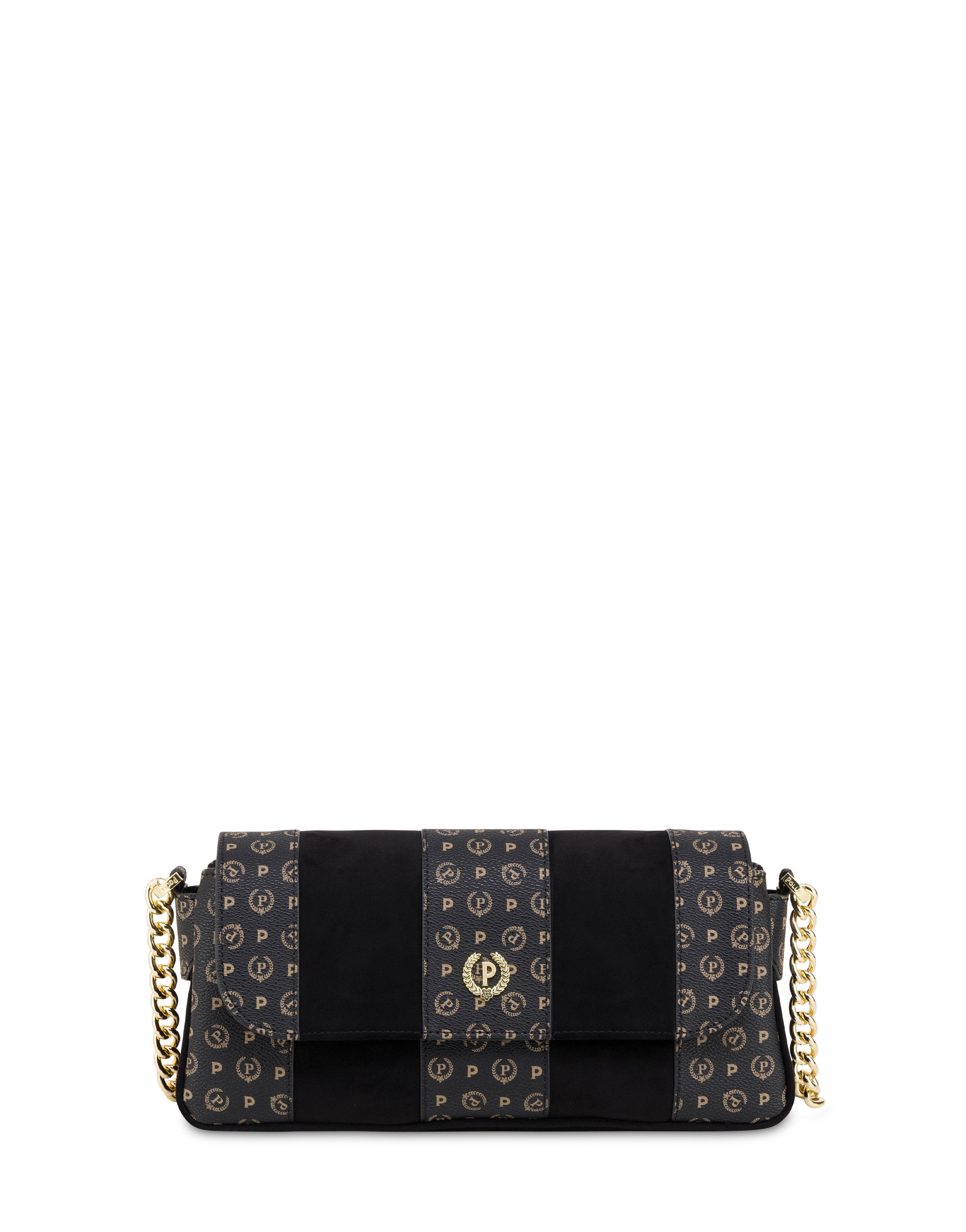 Borsa A Spalla Interplay In Fabric Suede Ed Heritage Pvc Nero/nero