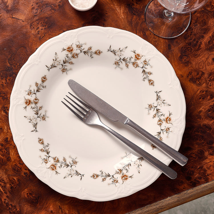 Bonbistro - Plat bord 32cm brown flower Retro - Set van 2