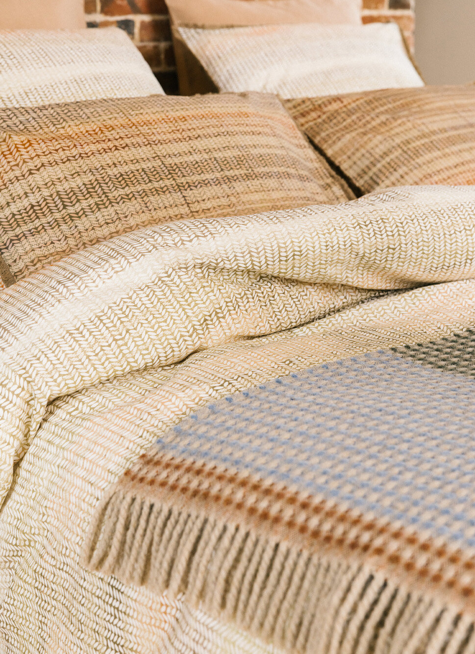 HOUSSE DE COUETTE EN PERCALE LAVÉE TAIGA MULTICOLORE