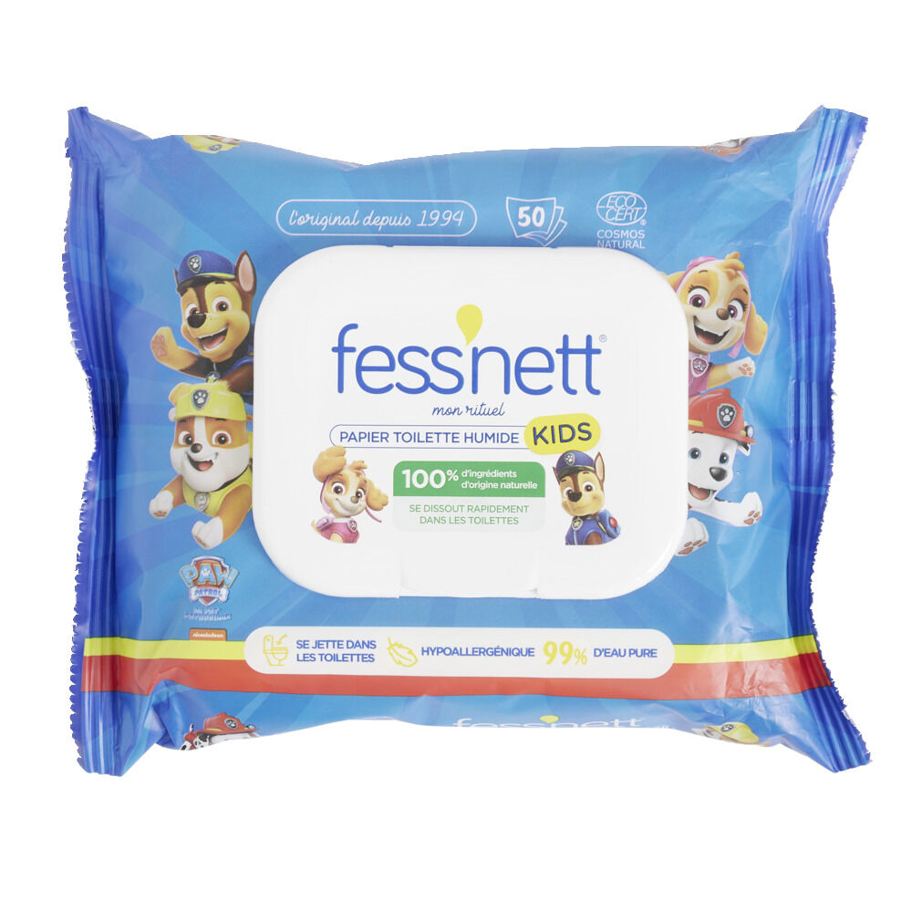 Papier toilette humide enfant Fessnett Pat Patrouille 50 feuilles