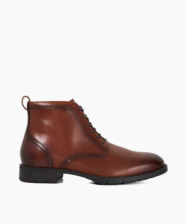 Carrsons Brown - Burnished Leather Lace-Up Ankle Boots