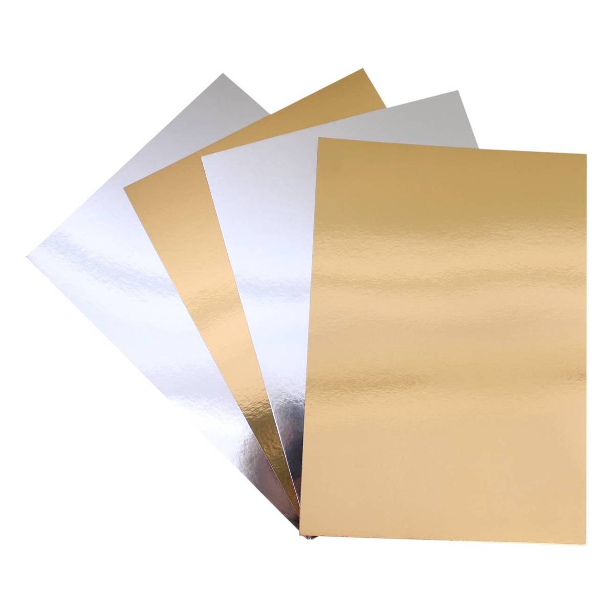 Gold and Silver Metallic Card A4 4 Pack