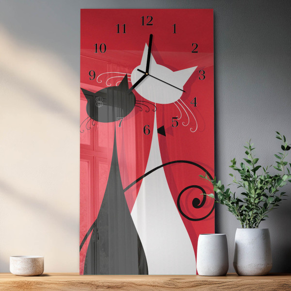 Nowoczesny zegar 30x60 Koty design na ścianę