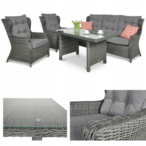 Zestaw Mebli Ogrodowych Wypoczynkowych Technorattan TRIVENTO Sofa na Taras