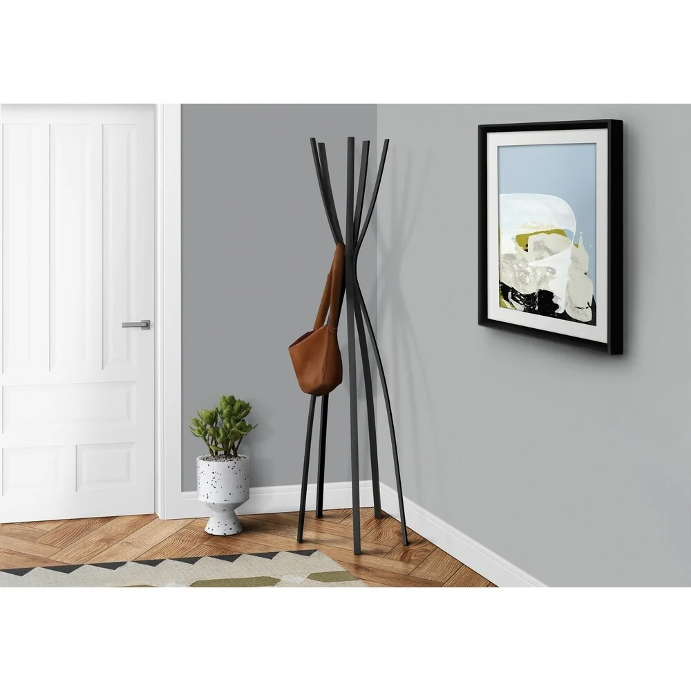 Coat Rack, Hall Tree, Free Standing, 5 Hooks, Entryway, 72 High, Bedroom, Metal, Contemporary, Modern