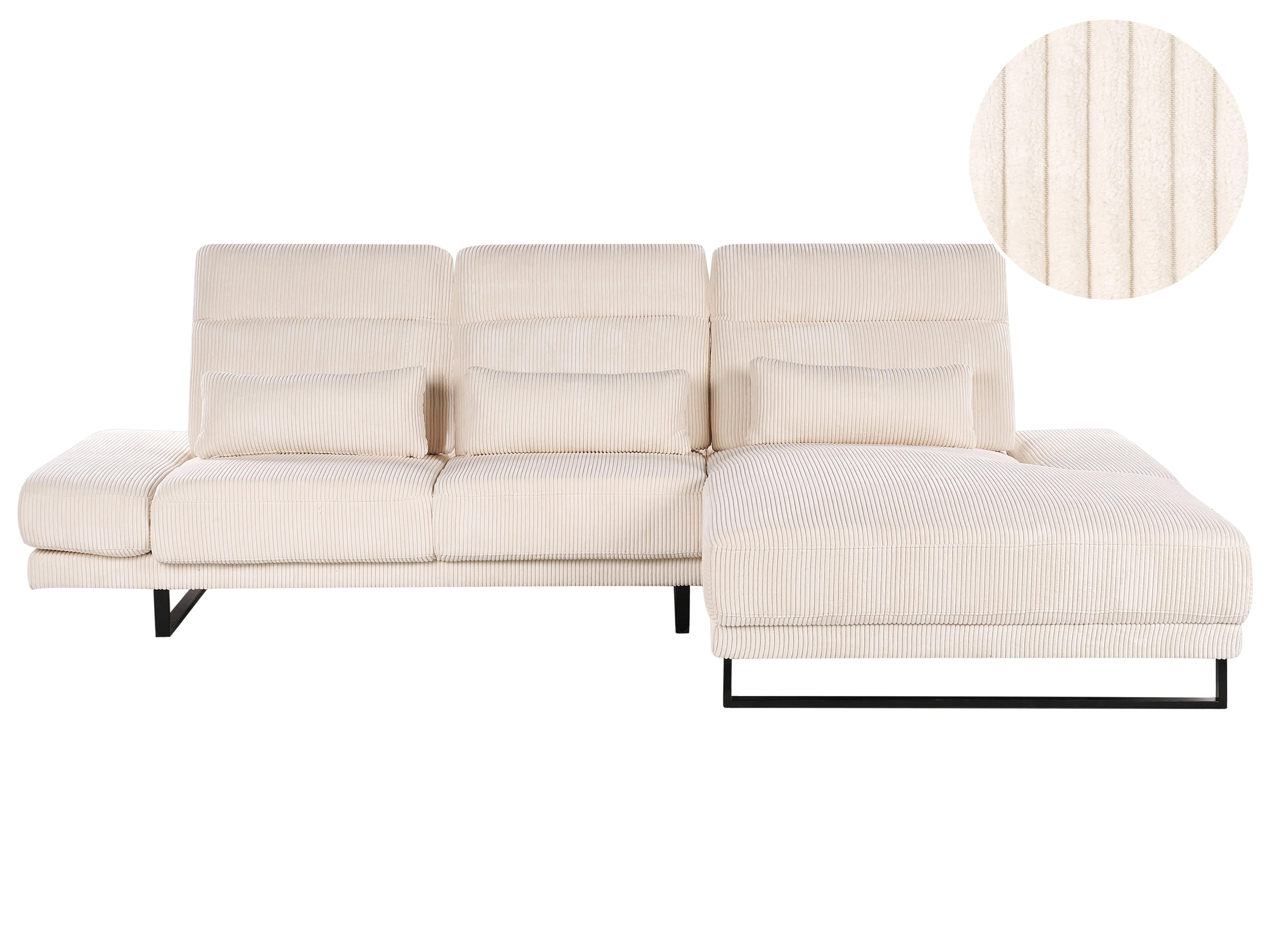 Corner Sofa 4 Seater IKAST Corduroy Beige Left Hand