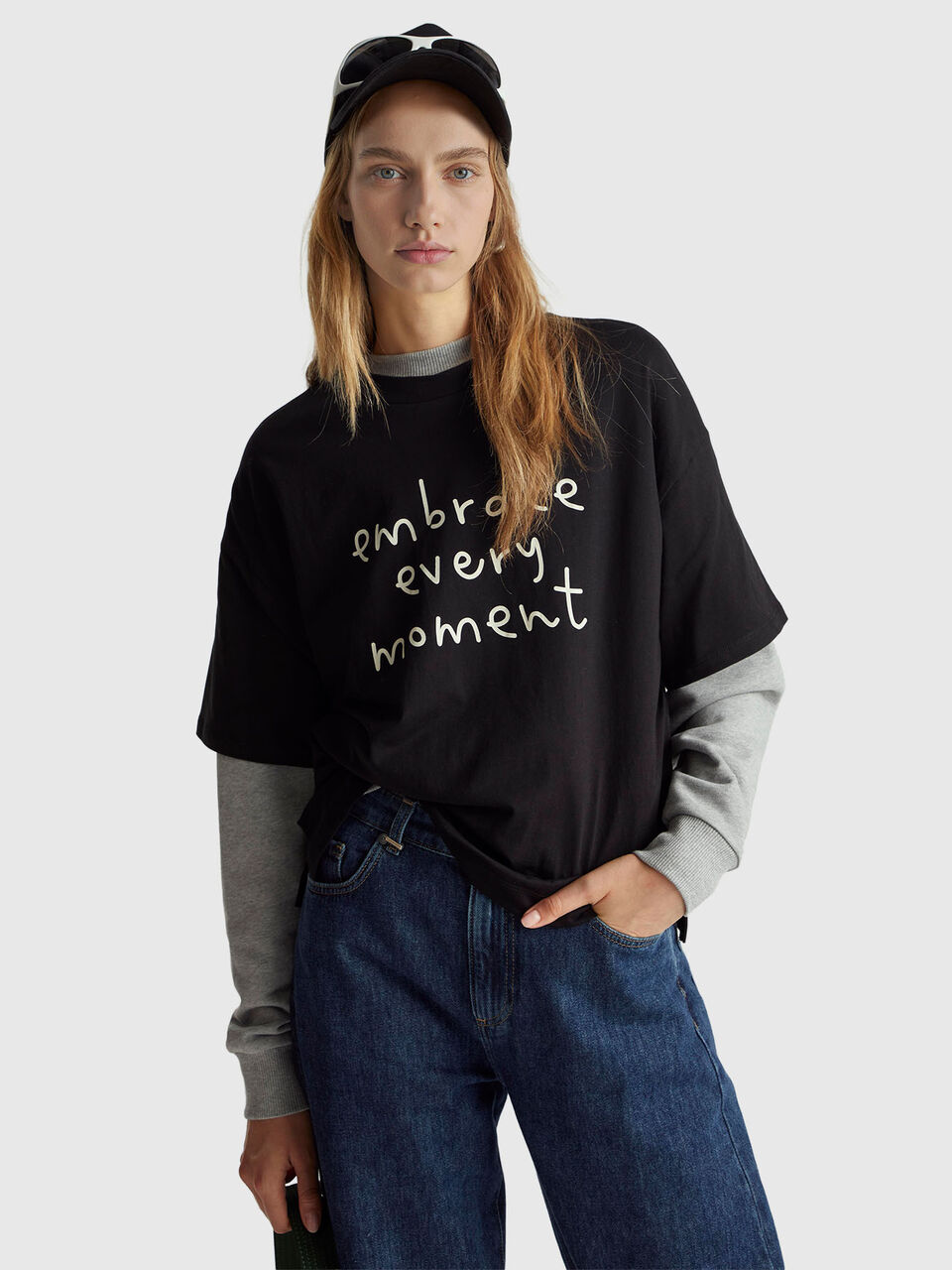 T-shirt with slogan print