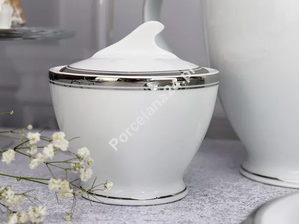 Garnitur do herbaty na 6 osób (22 el.) Bogucice - Cleopatra Platin Plus 1174