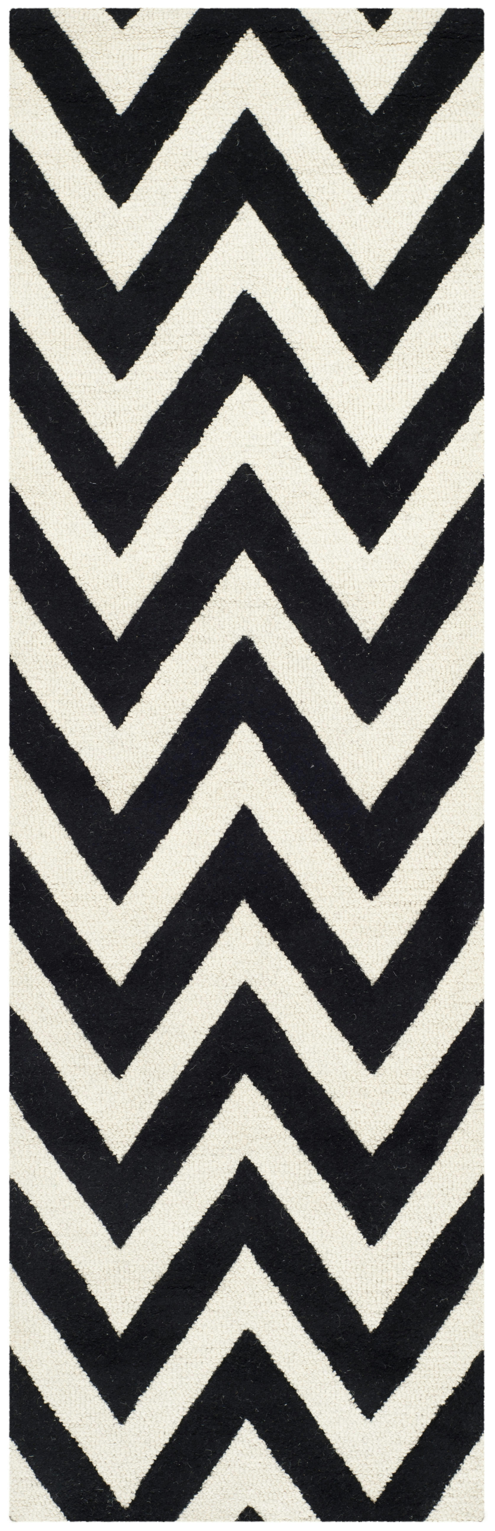 CAMBRIDGE - Tapis de salon interieur en noir & ivoire, 76 x 244 cm