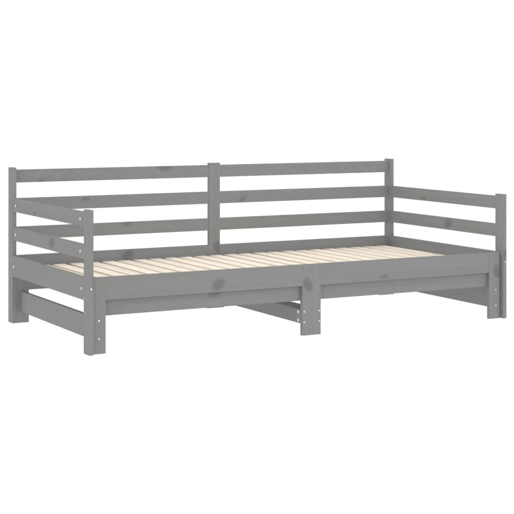 Łóżko wysuwane 2 x (90x200) cm szare lite drewno sosnowe