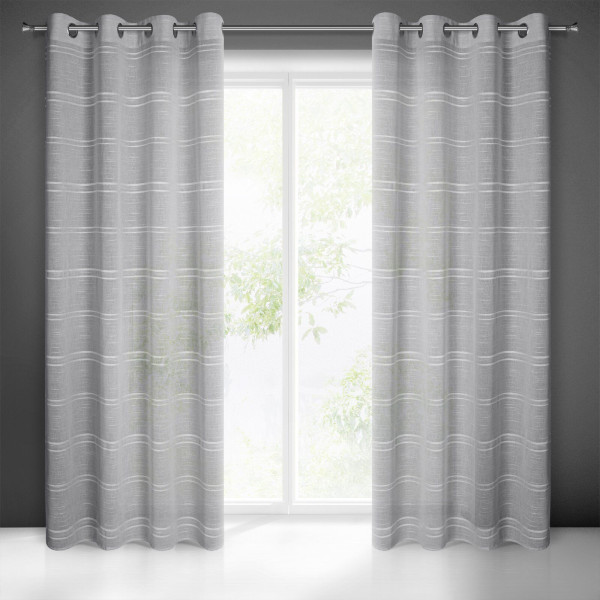 Firana ARCADIA 140x250 cm biała ze srebrnym deszczykiem i przelotkami