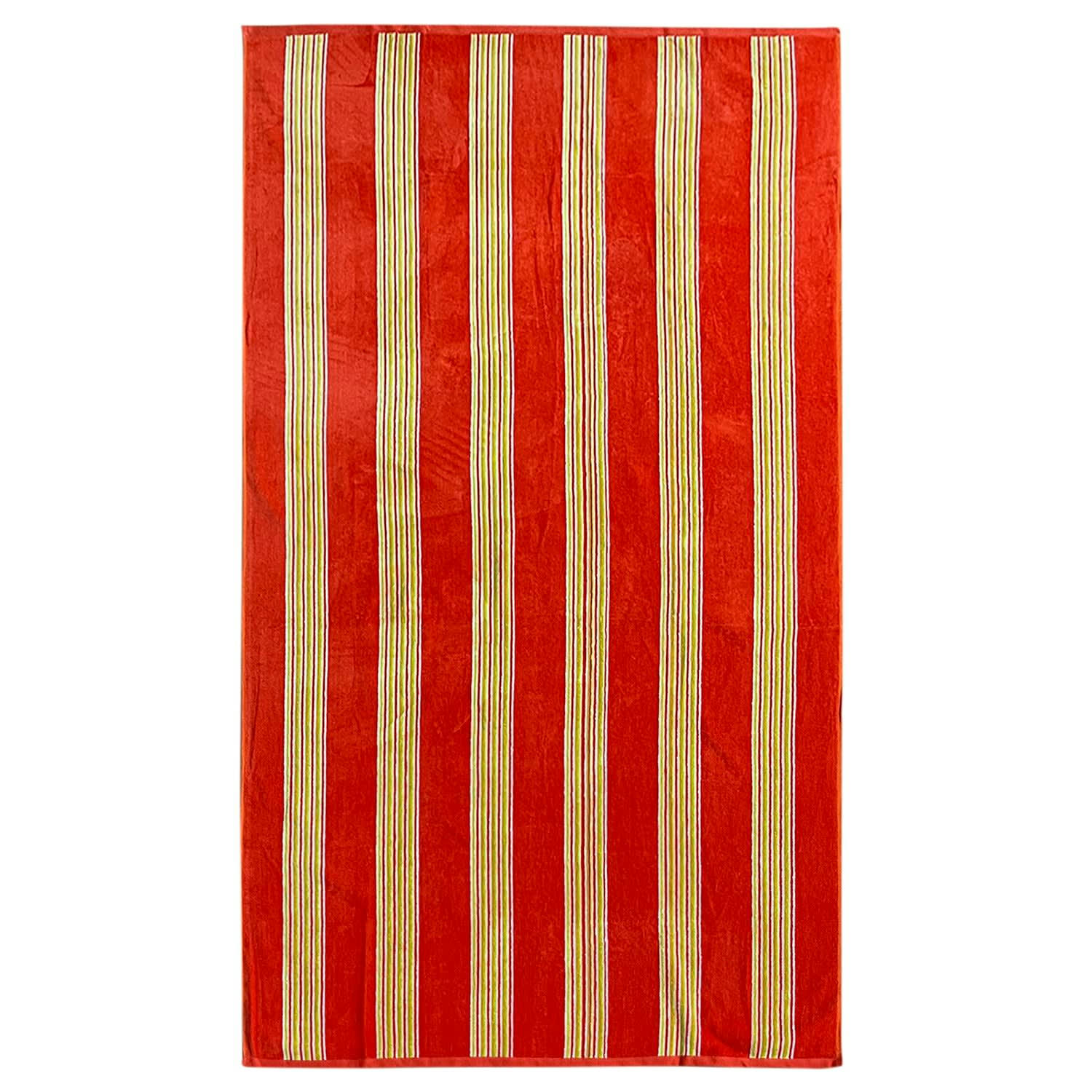 RAYURES - Serviette de plage éponge velours Milonga orange 90x170 400g/m²