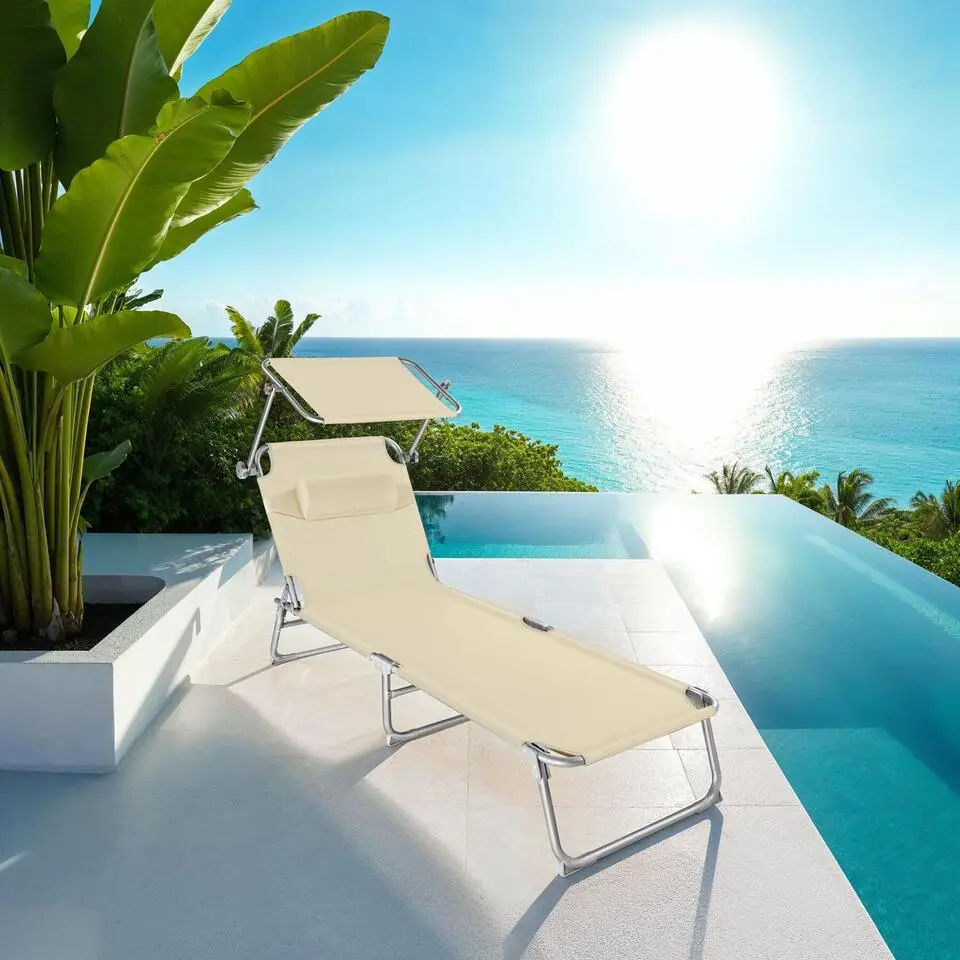 tectake Ligbed 4-niveaus met hoofdkussen, Beige