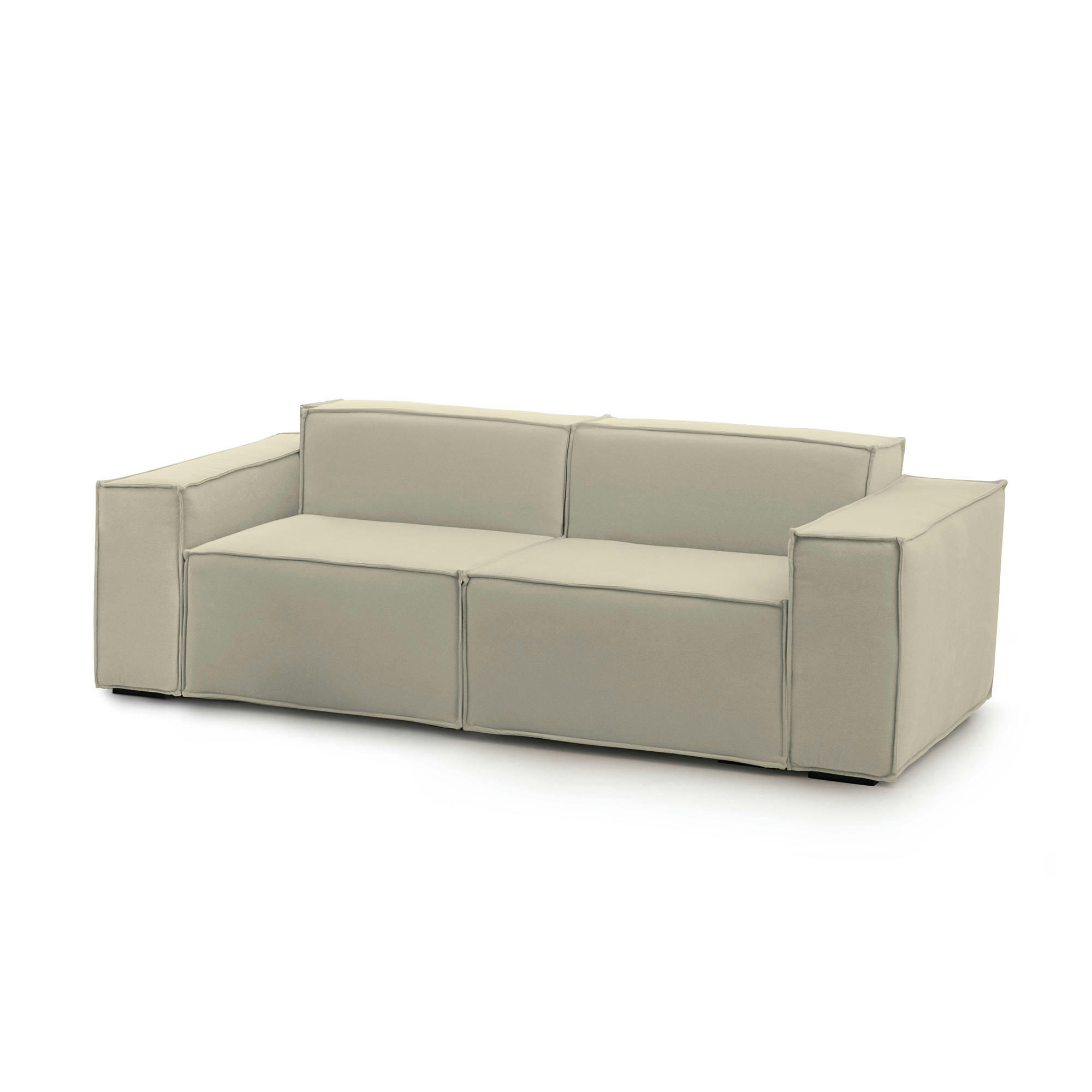 DLONGH - Canapé fixe 2 places en tissu beige