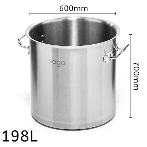 SOGA Stock Pot Thick Stainless Steel Without Lid 198L 18/10