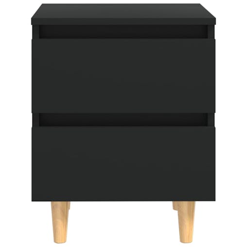 NNEVL Bed Cabinets with Solid Pinewood Legs 2 pcs Black 40x35x50 cm