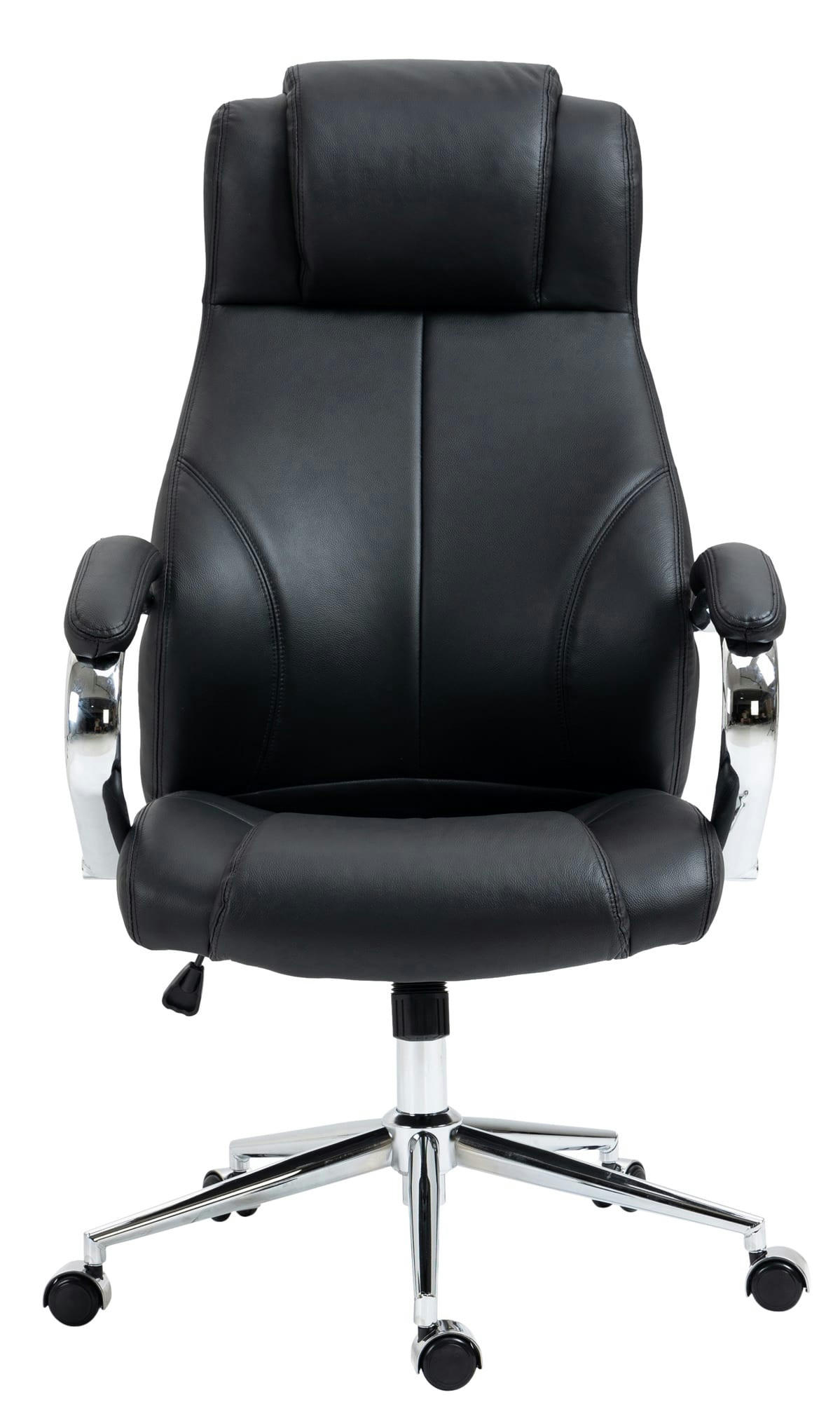 SALFORD - Chaise de bureau réglable pivotant en véritable cuir Noir