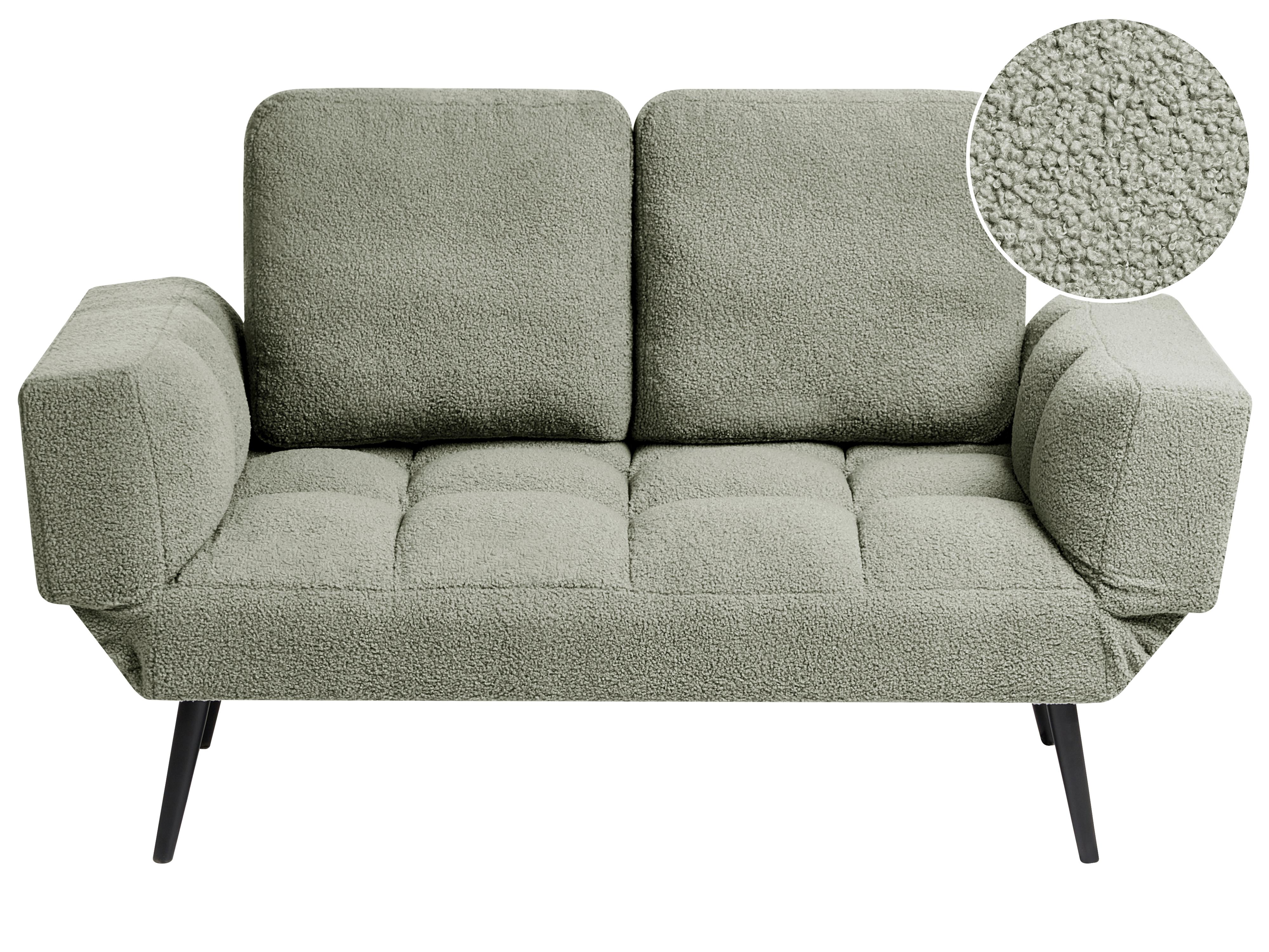 Sofa Bed 2 Seater BREKKE Boucle Green