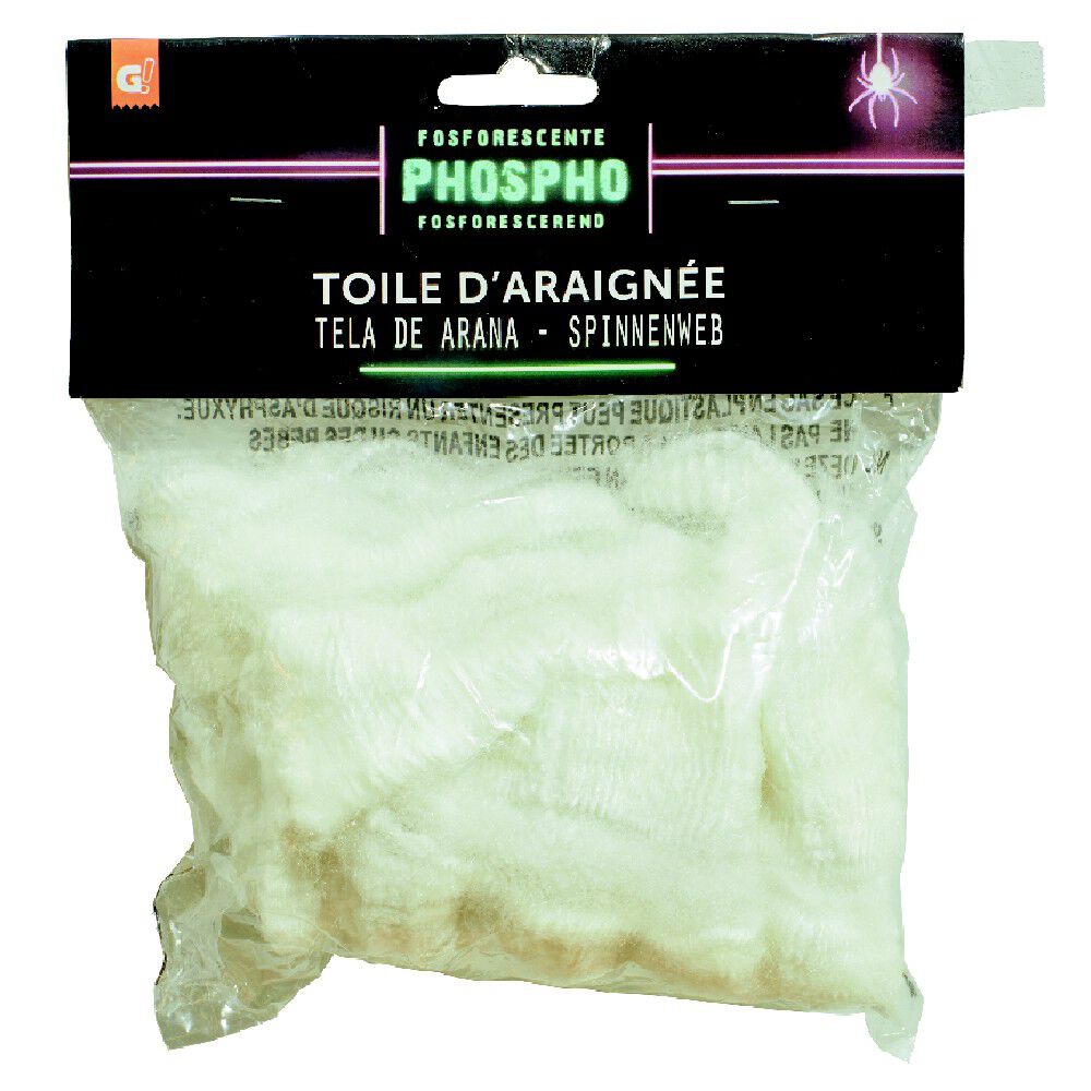 Toile d'araignée blanche phosphorescente Halloween