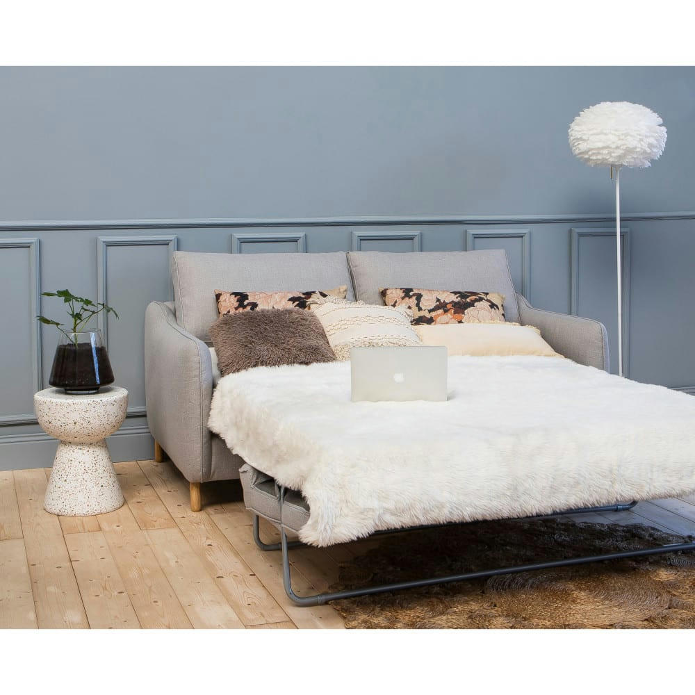 VORNAY - Canapé convertible ouverture express 2 places en tissu gris clair