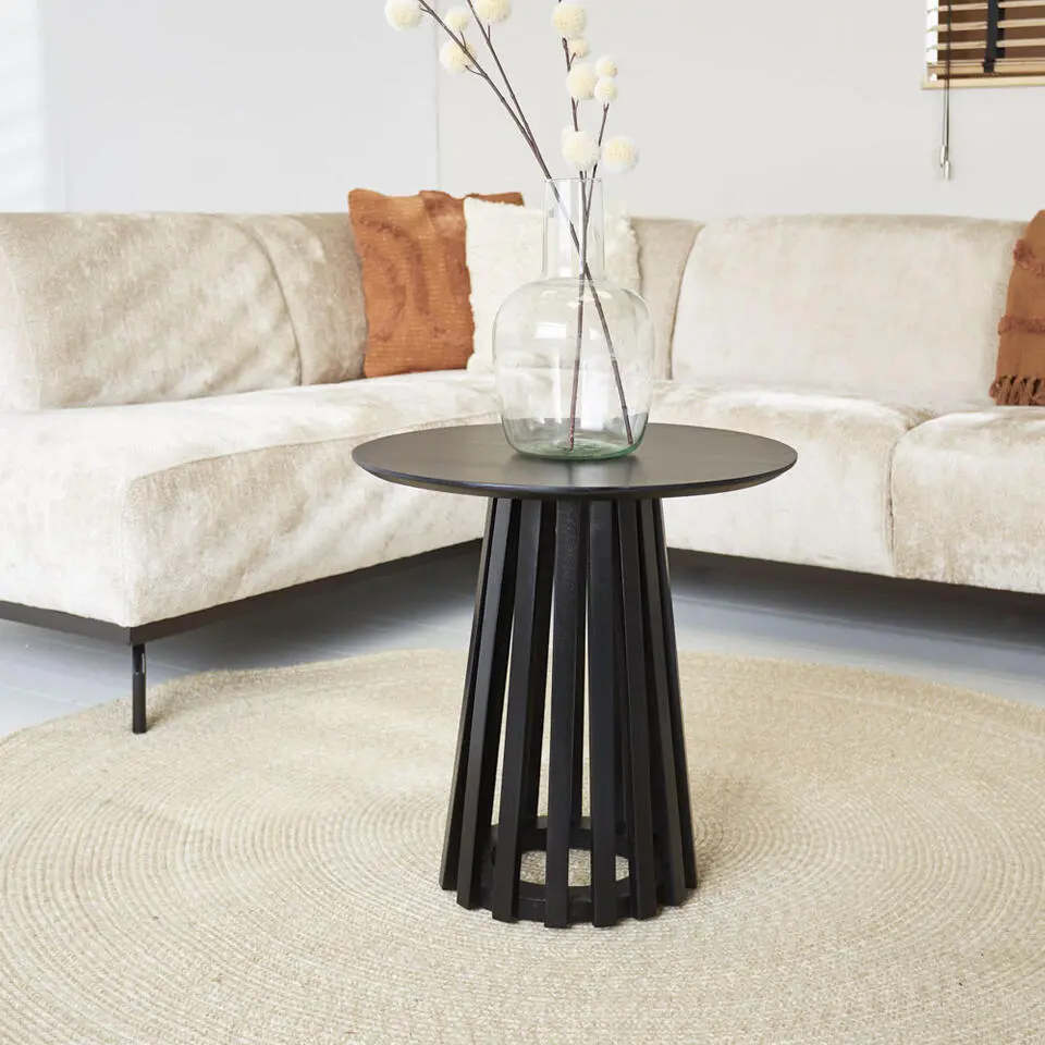 Ronde bijzettafel Rory acaciahout zwart &Oslash;50 - 50x50x50 cm - Hout - Zwart