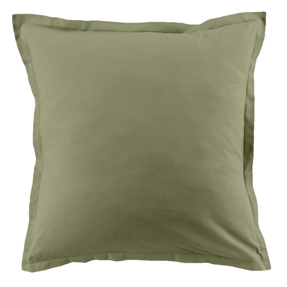 - Lot de 2 taies d'oreiller carrées coton vert verveine 63x63 cm