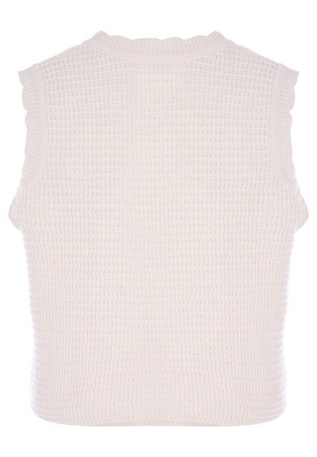 Womens Cream Crochet Shells Tank Jumper