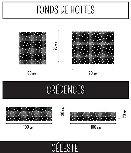 Crédence cuisine alu mosaïque CELESTE 100 cm x 20 cm Ma Nouvelle Déco