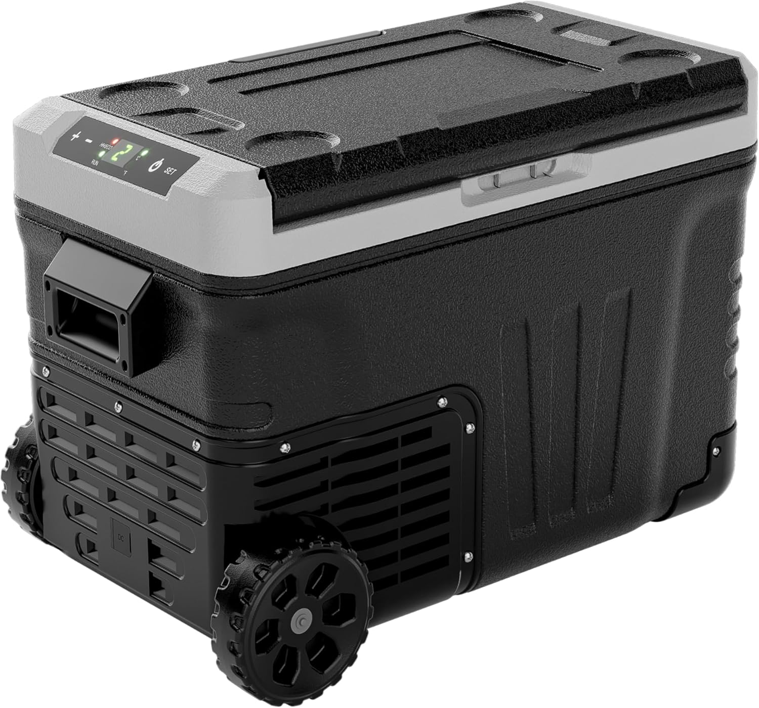 EUHOMY 12 Volt Refrigerator, 37QT(35L) Electric Cooler, Portable Freezer 12V/24V DC 110-240V AC, 12V Fridge -4~68, 12V Cooler with Wheels  2 Baskets for Travel, Truck, Boat, Camping(Refrigerator/37 Quart)