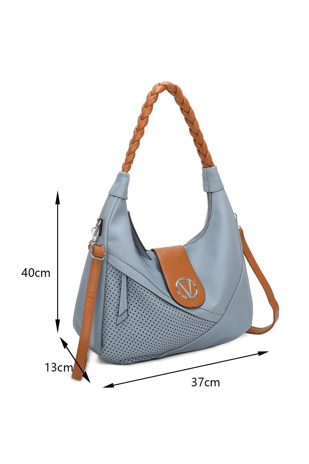 Fontanella Fashion V Two-Tone PU Leather Hobo Shoulder Bag