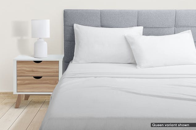 NNEKGE Cotton Flannelette Bed Sheet Set (White King)