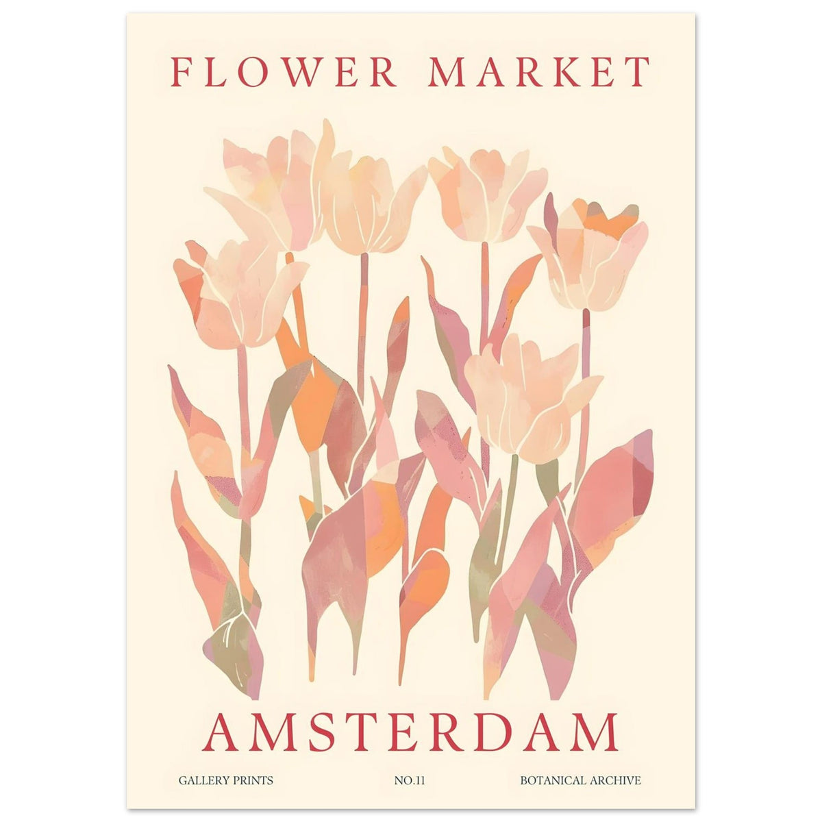 Artfulprints Poster Flower market - Amsterdam I  - 50x70 cm - Roze