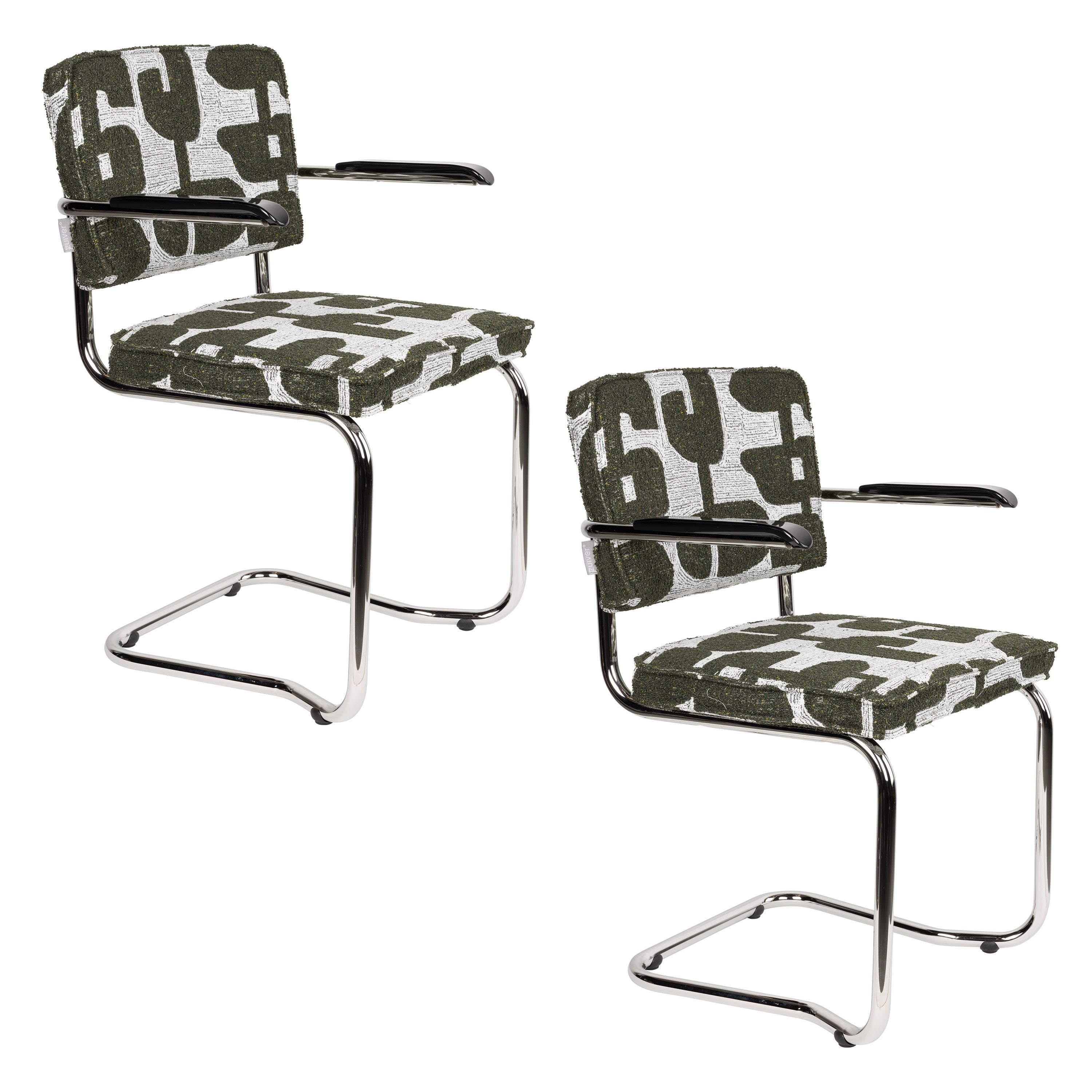 Zuiver Ridge Kink Deco Symbols Eetkamerstoelen Armleuning Groen - Set van 2